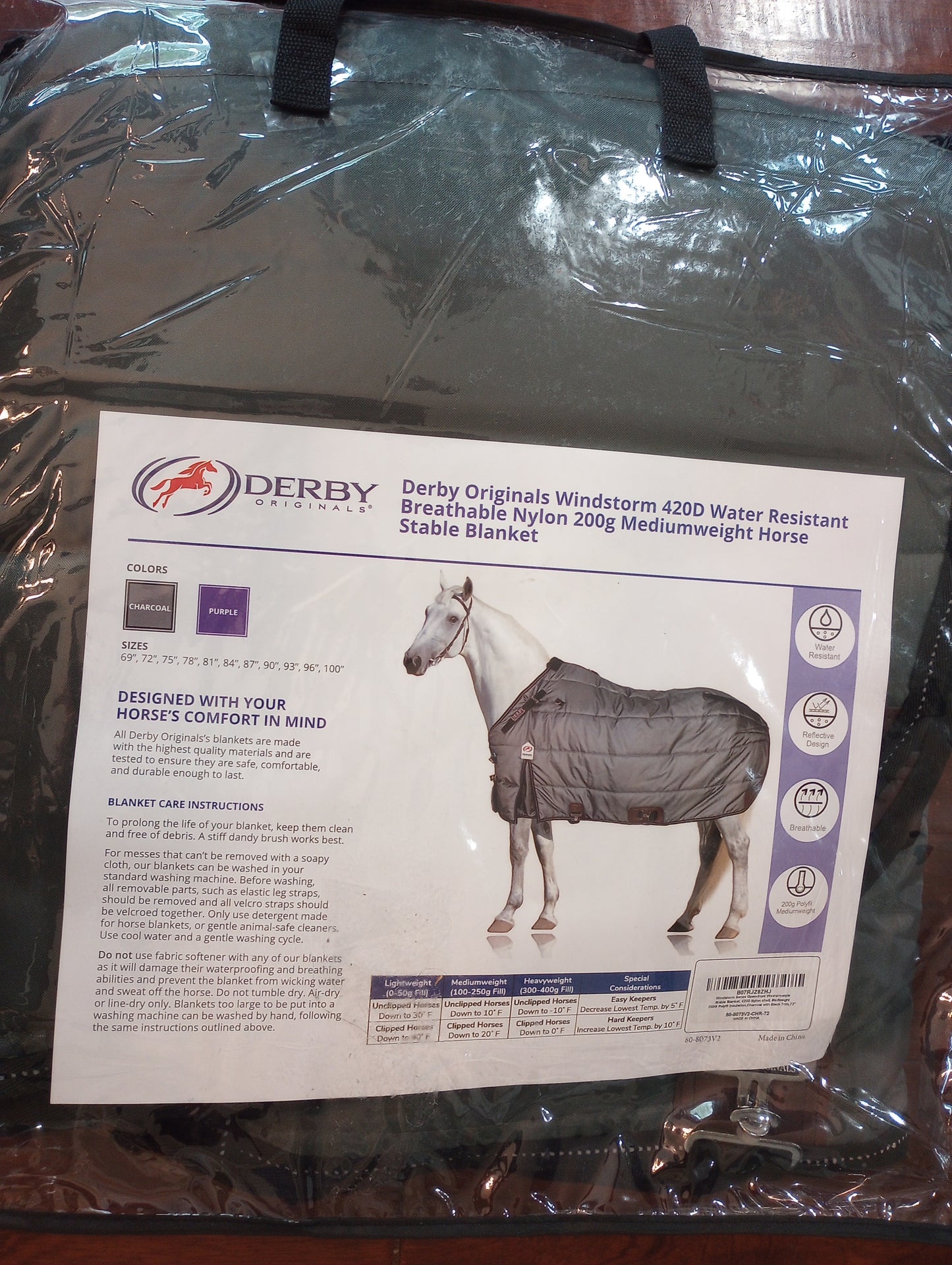 WATER RESISTANT REFLECTIVE WINTER STABLE HORSE BLANKET