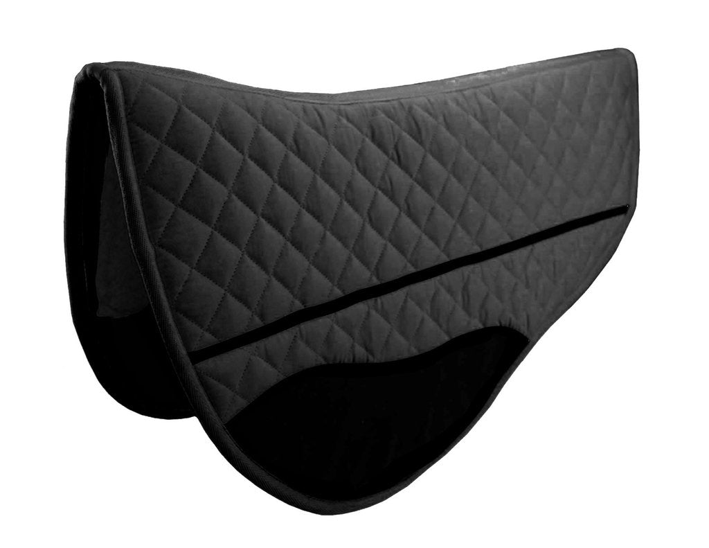 TAHOE DOUBLE BACK FLEECE PADDED WOOL FELT CONTOURED WESTERN BARREL SADDLE PAD 27" X 31" Black