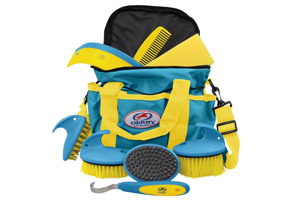 DERBY ORIGINALS PREMIUM COMFORT 9 ITEM HORSE GROOMING KITS - AVAILABLE IN EIGHT COLORS