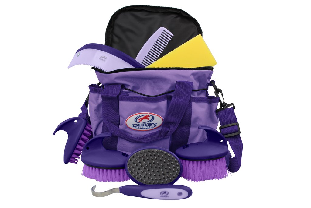 DERBY ORIGINALS PREMIUM COMFORT 9 ITEM HORSE GROOMING KITS - AVAILABLE IN EIGHT COLORS
