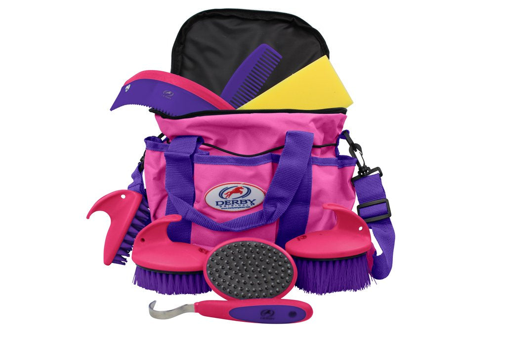 DERBY ORIGINALS PREMIUM COMFORT 9 ITEM HORSE GROOMING KITS - AVAILABLE IN EIGHT COLORS