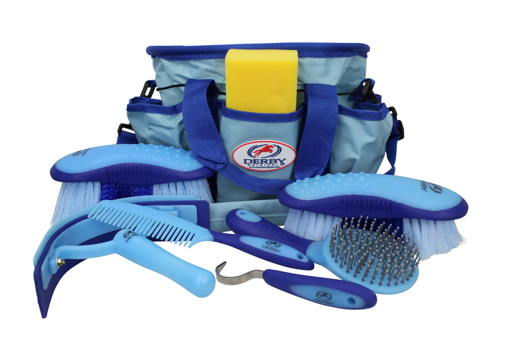 DERBY ORIGINALS PREMIUM RINGSIDE 8 ITEM HORSE GROOMING KITS - AVAILABLE IN EIGHT COLORS