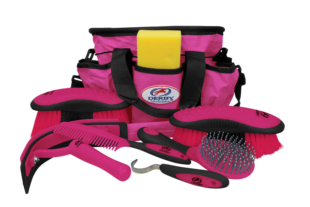 DERBY ORIGINALS PREMIUM RINGSIDE 8 ITEM HORSE GROOMING KITS - AVAILABLE IN EIGHT COLORS