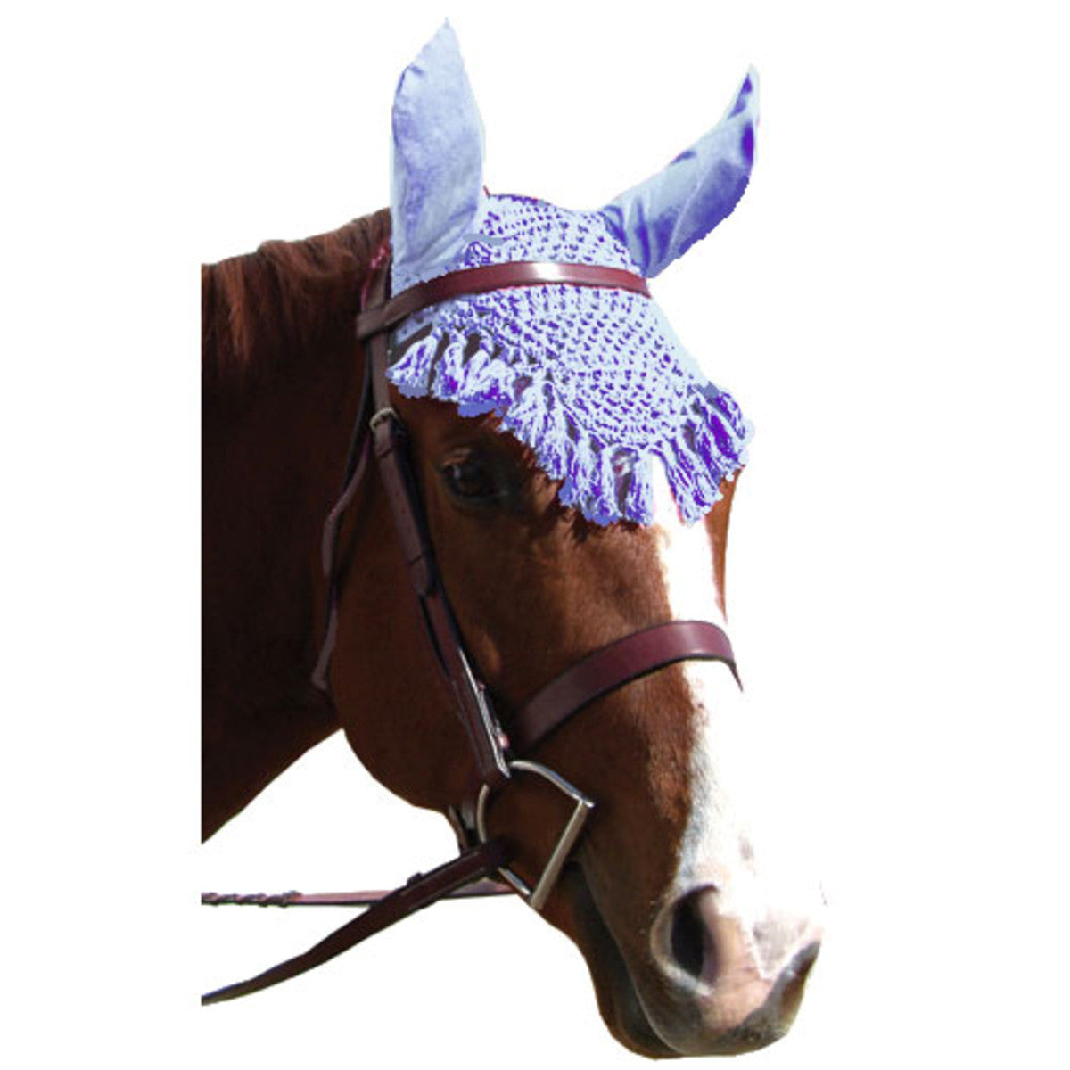 FANCY CROCHET FLY VEIL HORSE LIGHT BLUE