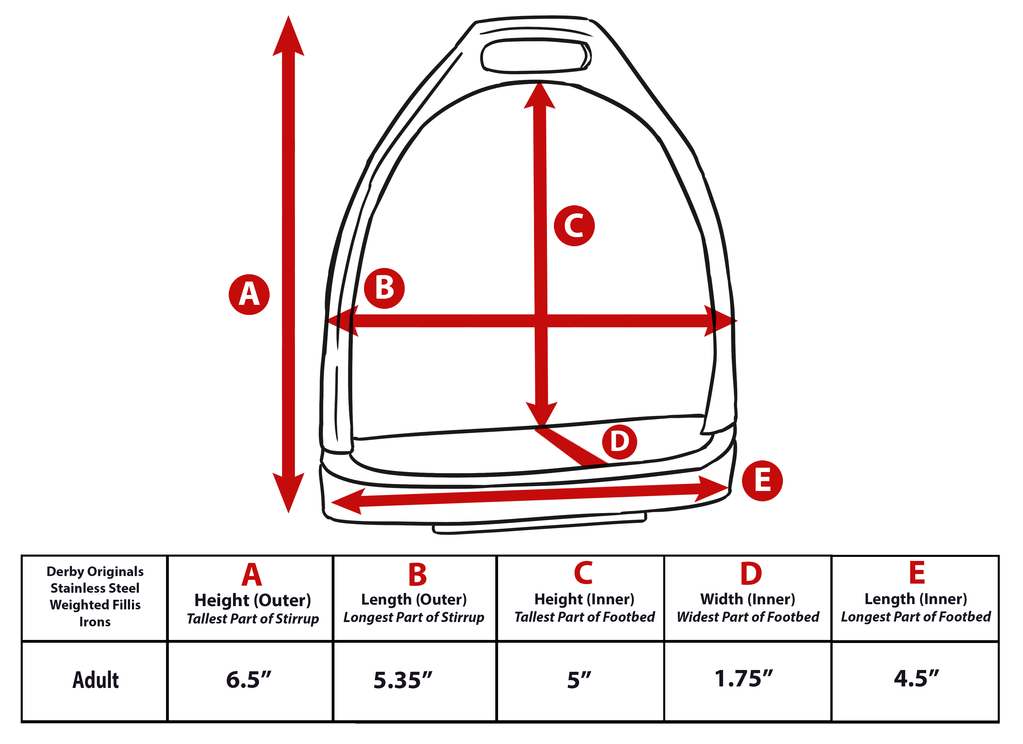 DERBY ORIGINALS STAINLESS STEEL WEIGHTED STIRRUP FILLIS HORSE IRONS WITH RUBBER PADS