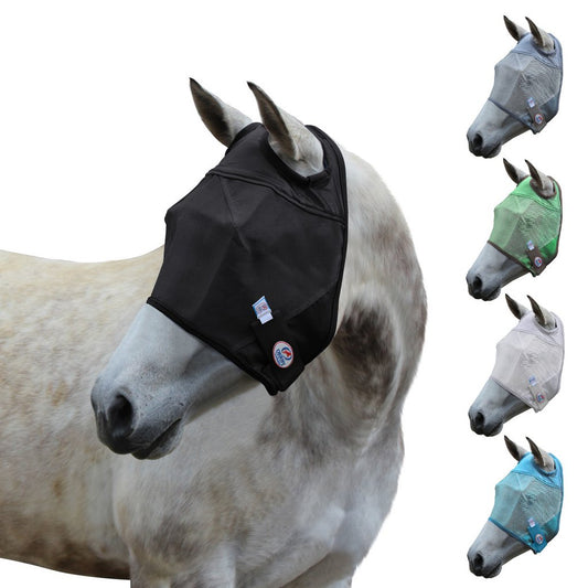 DERBY ORIGINALS UV-BLOCKER PREMIUM REFLECTIVE SAFETY HORSE FLY MASK WITHOUT EARS OR NOSE COVER WITH ONE YEAR WARRANTY
