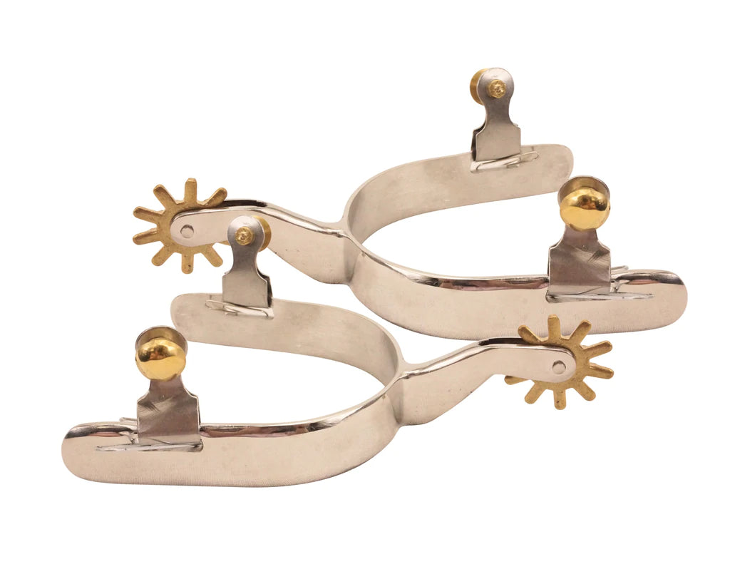 BRASS BUTTON STAINLESS STEEL HORSE SPURS