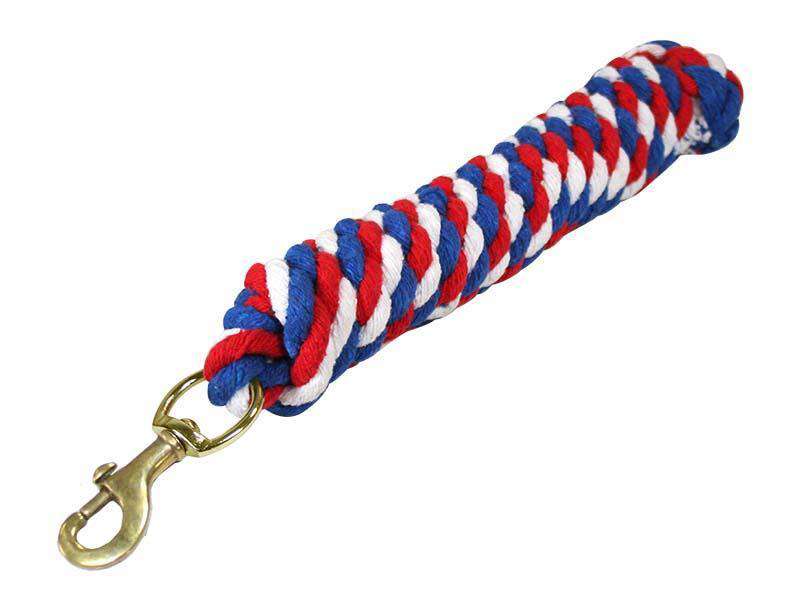 DERBY ORIGINALS PATRIOTIC AMERICAN FLAG 10’ COTTON LEAD HORSE ROPES WITH RUST PROOF BRASS SNAPS