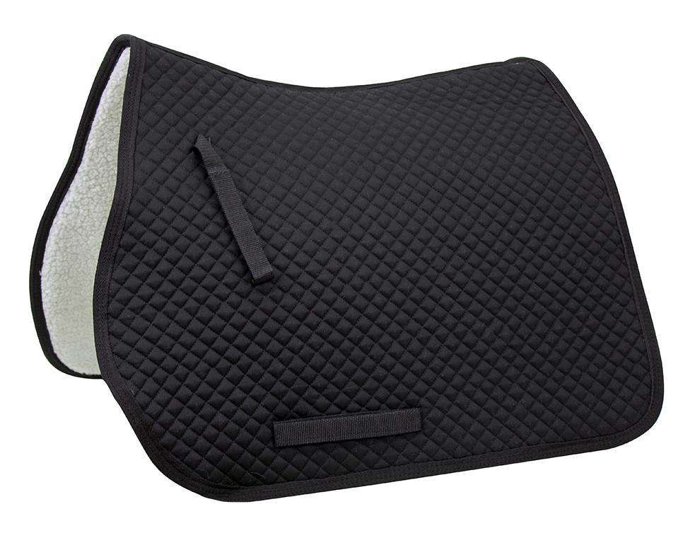 Derby Originals All Purpose Diamond Quilted English Horse Saddle Pad with Full Fleece Lining Black