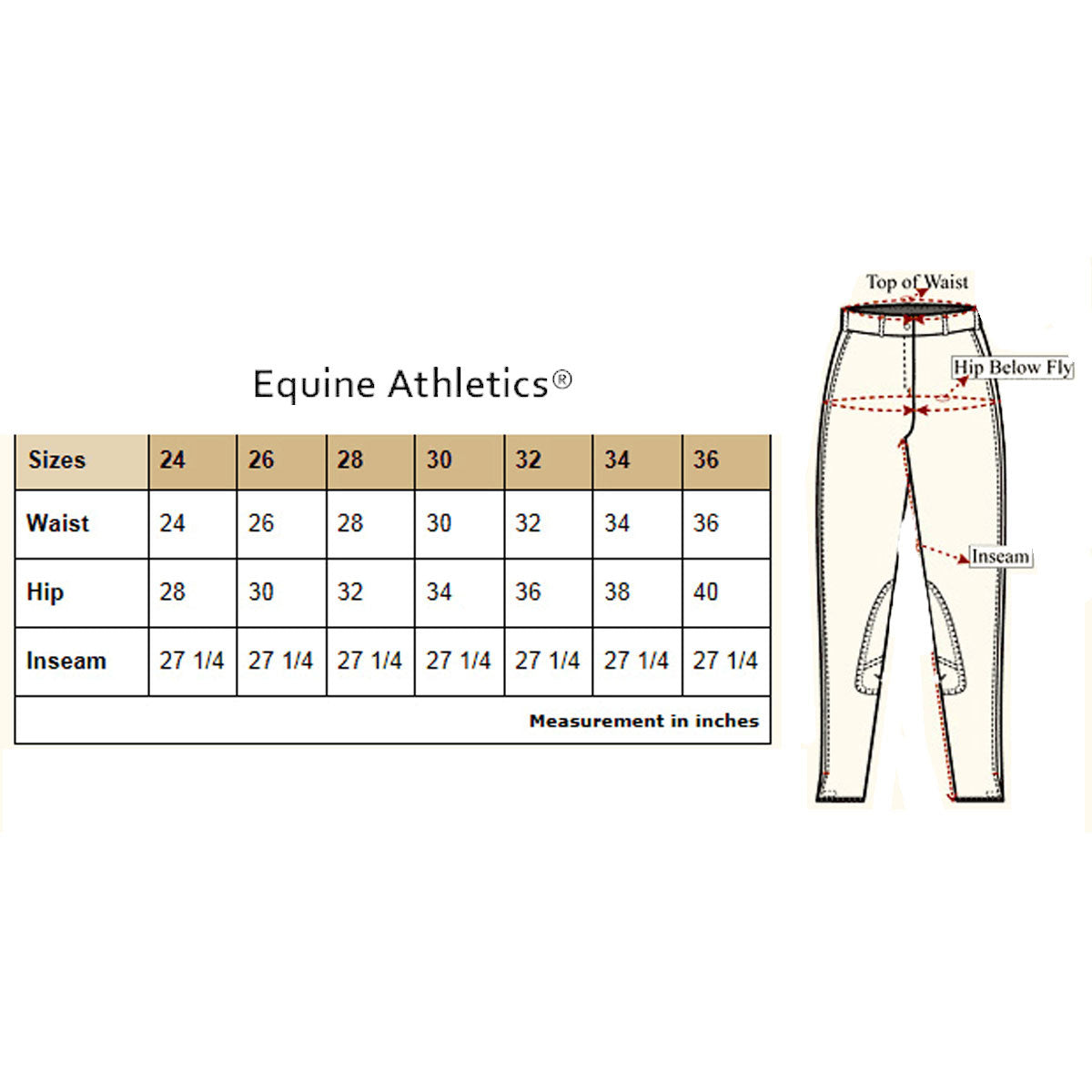 EQUINE ATHLETICS LADIES RIBBED KNEE PATCH BREECH