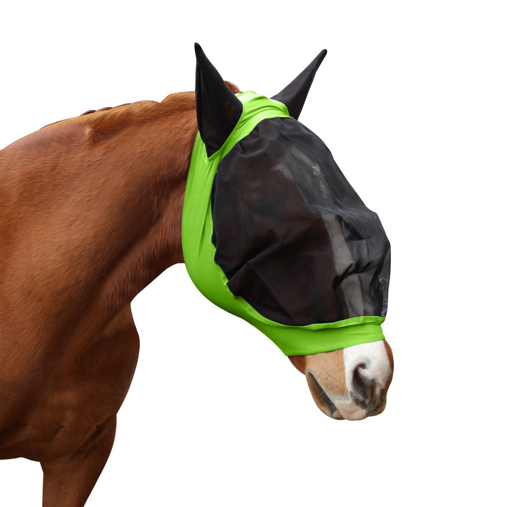 Lycra Horse Fly Mask With Ears Lime Green