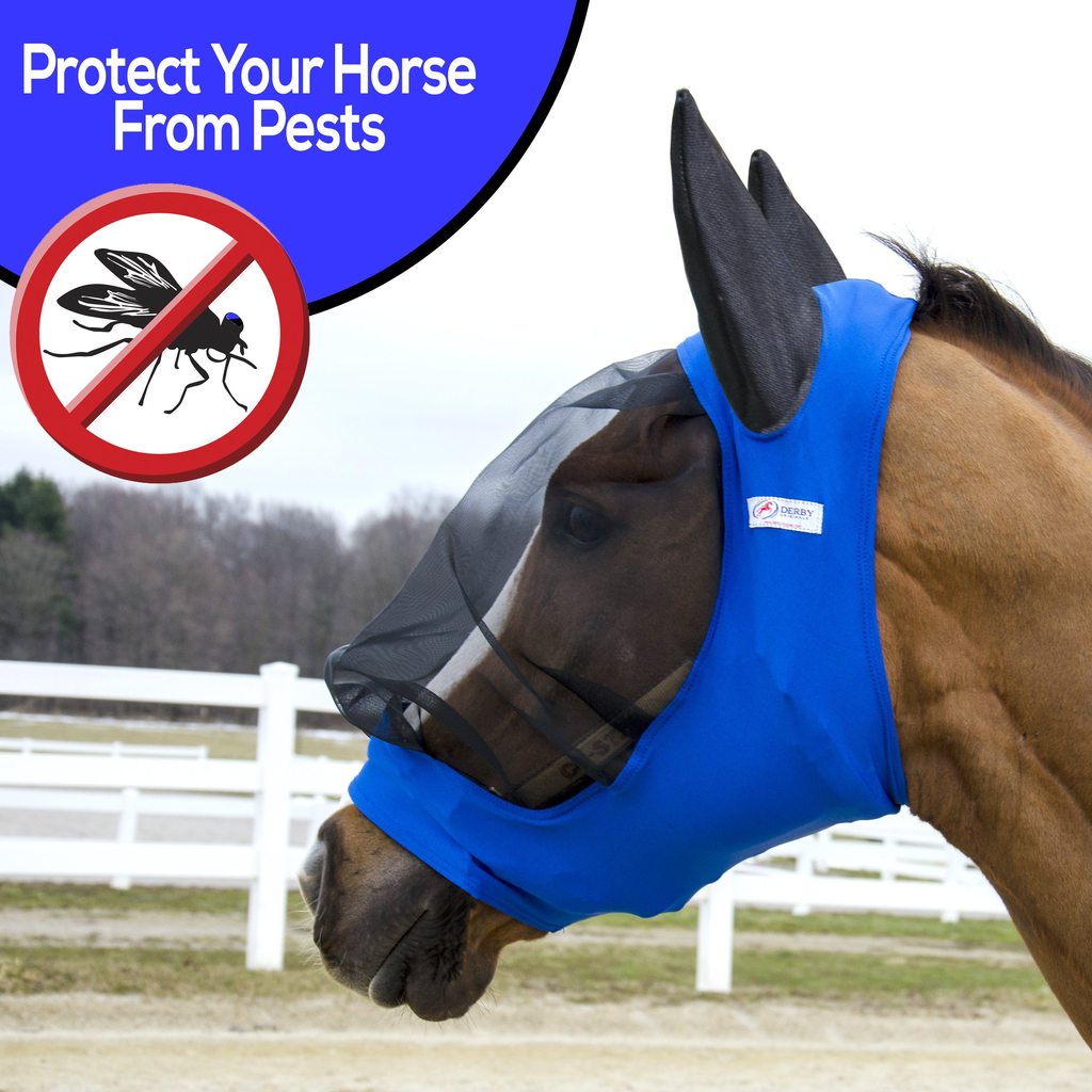 Lycra Horse Fly Mask With Ears Pest Protection