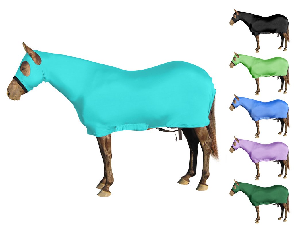 Lycra Horse Sheet With Neck Cover Caribbean Blue