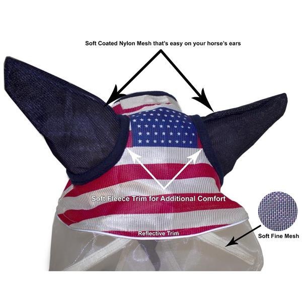 DERBY ORIGINALS UV-BLOCKER PREMIUM REFLECTIVE SAFETY HORSE FLY MASK WITH EARS AND NOSE FRINGE WITH ONE YEAR WARRANTY