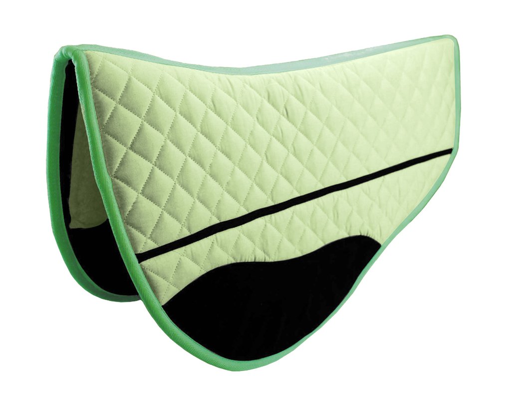 TAHOE DOUBLE BACK FLEECE PADDED WOOL FELT CONTOURED WESTERN BARREL SADDLE PAD 27" X 31" Green