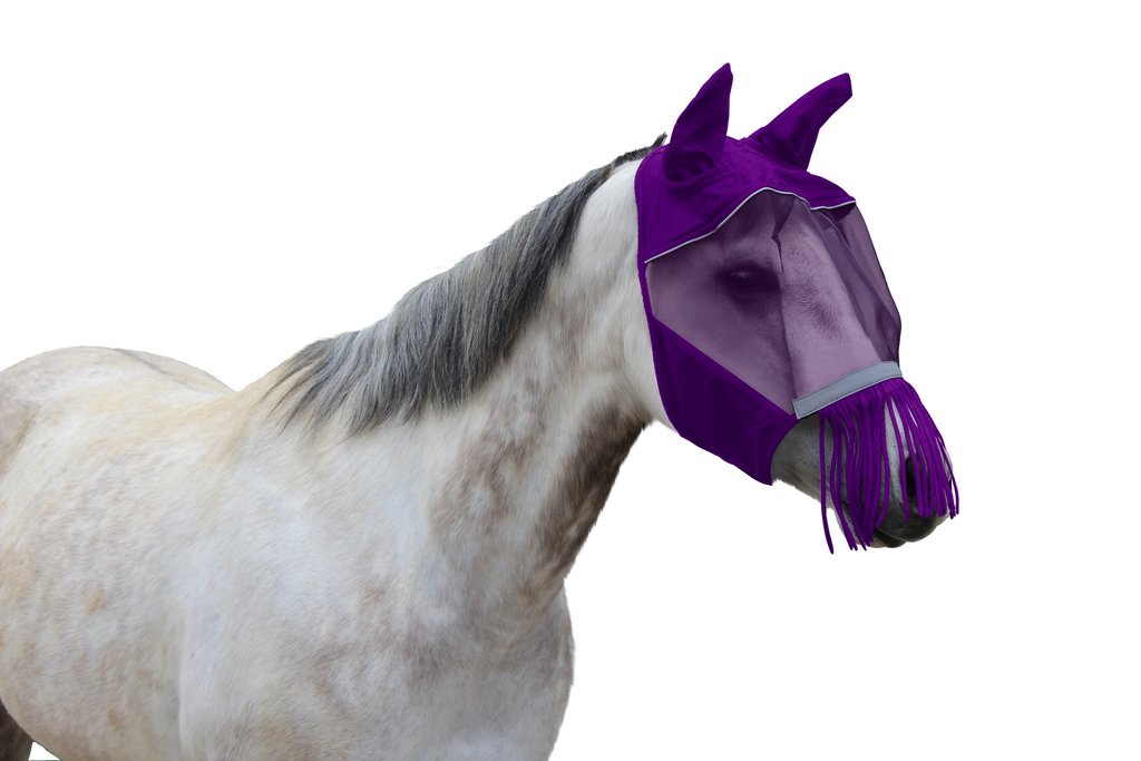 DERBY ORIGINALS UV-BLOCKER PREMIUM REFLECTIVE SAFETY HORSE FLY MASK WITH EARS AND NOSE FRINGE WITH ONE YEAR WARRANTY