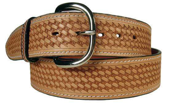 USA LEATHER BASKET TOOLED WESTERN BELT WITH BUCKLE