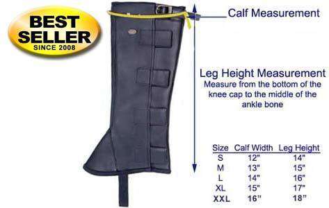DERBY ORIGINALS SYNTHETIC LEATHER HALF CHAPS HALF CHAPS WITH ELASTIC FOR HORSEBACK RIDING OR MOTORCYCLE USE
