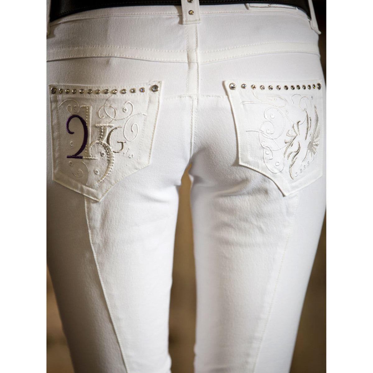 2KGREY LADIES HORSE RIDING AVATAR KNEE PATCH BREECH