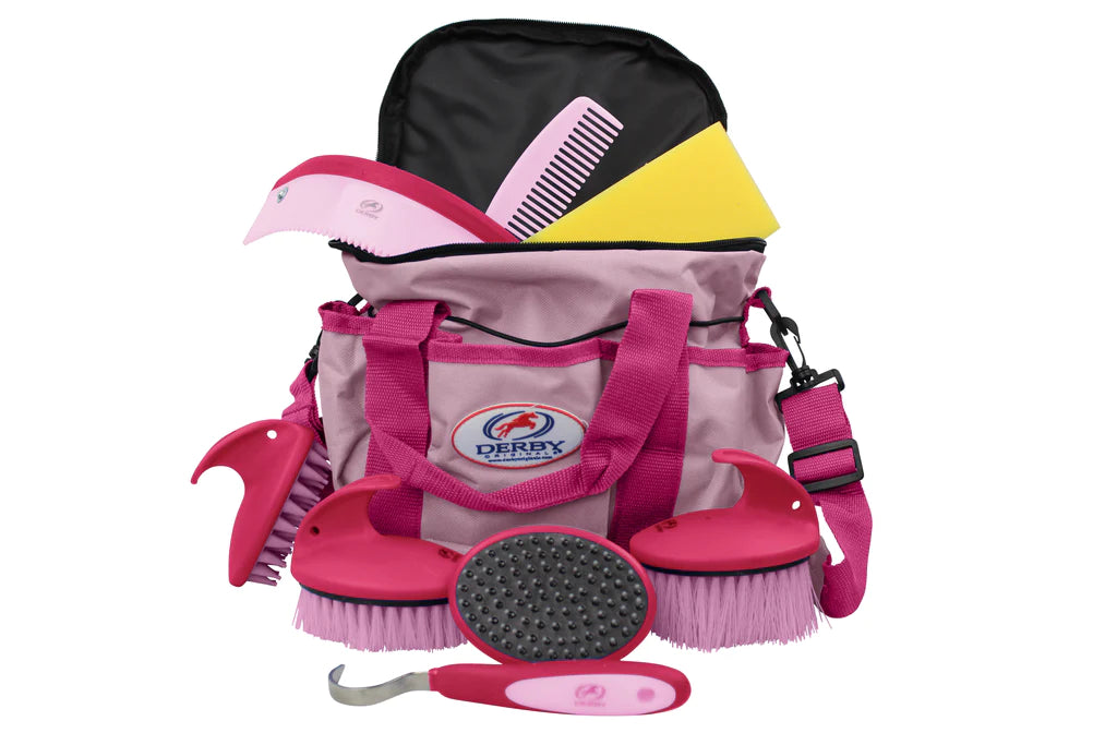 DERBY ORIGINALS PREMIUM COMFORT 9 ITEM HORSE GROOMING KITS - AVAILABLE IN EIGHT COLORS