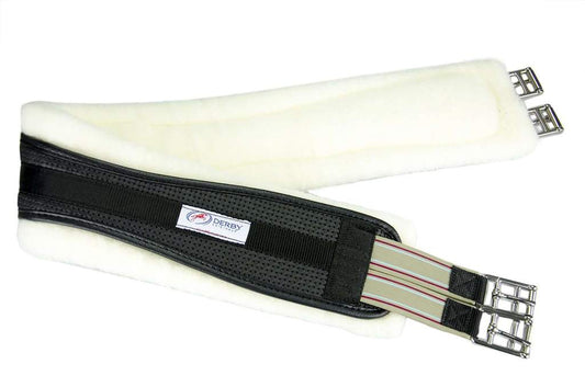 DERBY PROFESSIONAL AIR TECH BREATHABLE ELASTIC ENGLISH HORSE GIRTH WITH REMOVABLE FLEECE PADDING