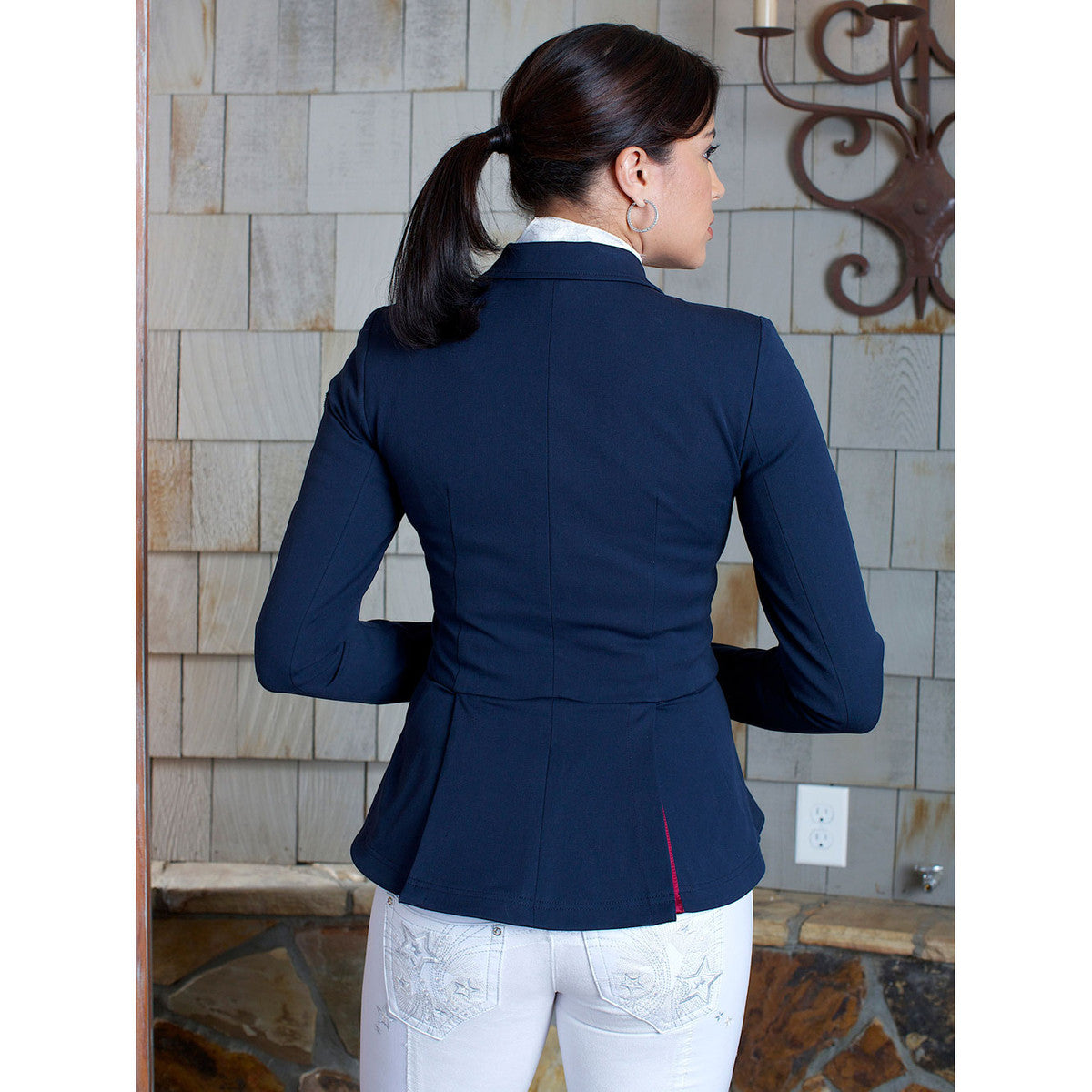 2KGrey Ladies Navy Equestrian Horse Show Back Of Coat Frances