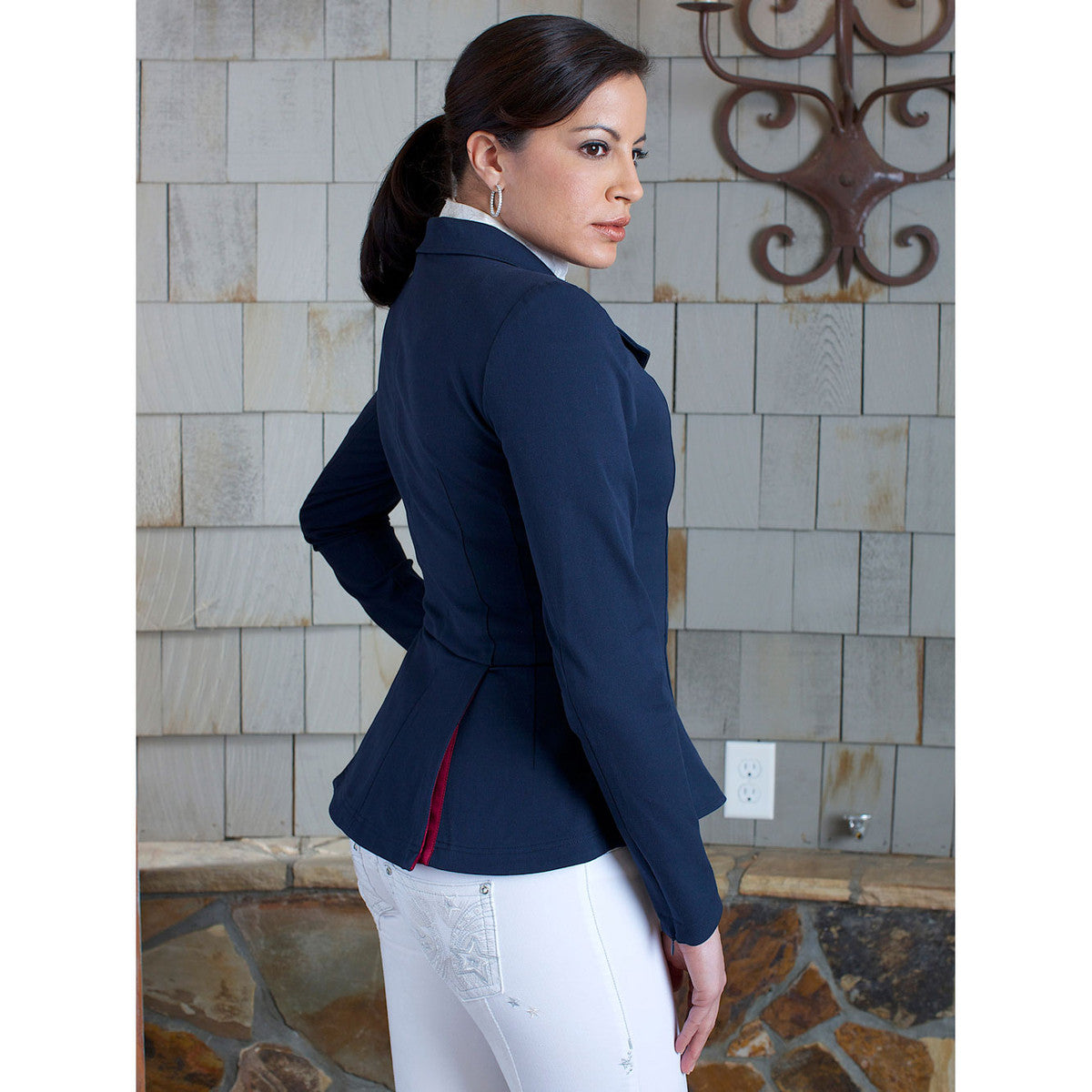 2KGrey Ladies Navy Equestrian Horse Show Side Of Coat Frances