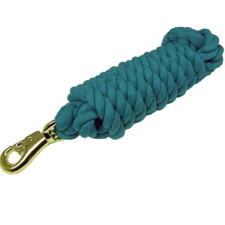 Heavy Duty Cotton Lead Rope with Brass Plated Bull Snap 3/4" x 10'