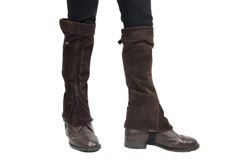 DERBY ORIGINALS SUEDE LEATHER HALF CHAPS WITH VELCRO CLOSURE FOR HORSEBACK RIDING OR MOTORCYCLE USE