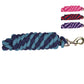 DERBY ORIGINALS STRIPED MULTICOLOR 10’ COTTON LEAD ROPES WITH RUST PROOF BRASS SNAPS